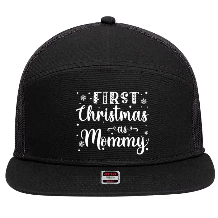 My 1st First Christmas As Mommy New Parents Christmas Xmas 7 Panel Mesh Trucker Snapback Hat