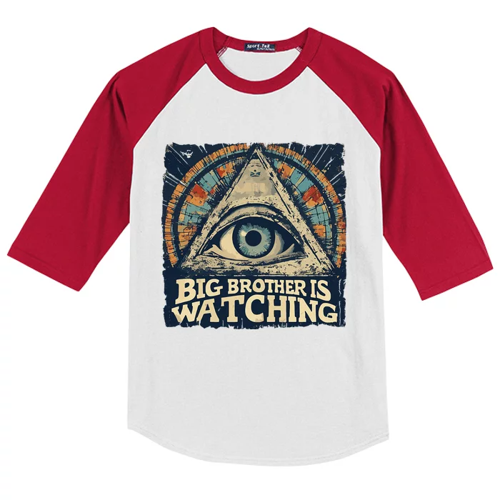 Make 1984 Fiction Again Big Brother Is Watching You Kids Colorblock Raglan Jersey