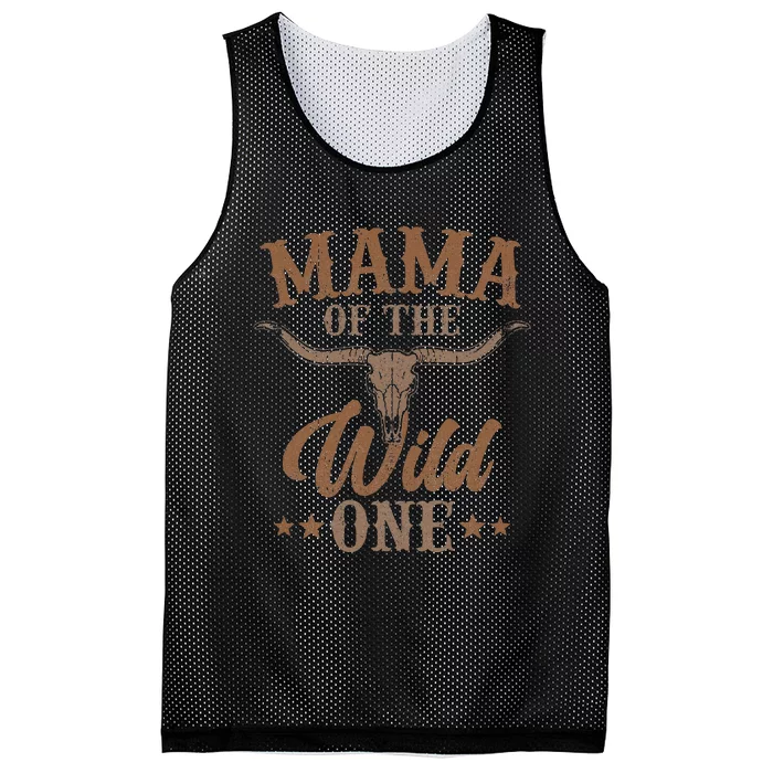 Mama 1st First Birthday Cowboy Western Rodeo Party Matching Mesh Reversible Basketball Jersey Tank