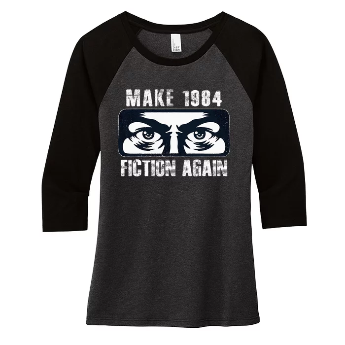 Make 1984 Fiction Again Women's Tri-Blend 3/4-Sleeve Raglan Shirt