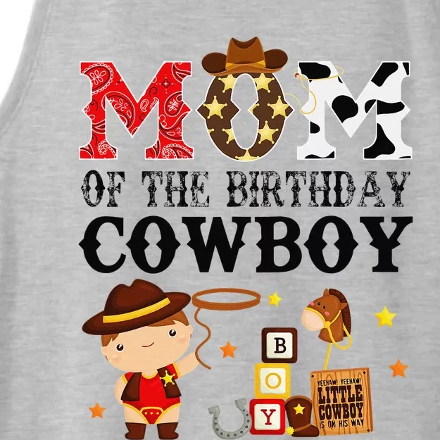 Mom 1st First Birthday Cow Western Rodeo Party Matching Ladies Tri-Blend Wicking Tank