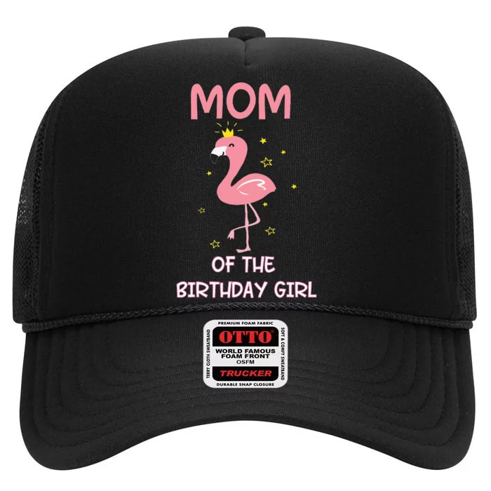 Mom 1st First Birthday Matching Family Flamingo Themed Party High Crown Mesh Trucker Hat