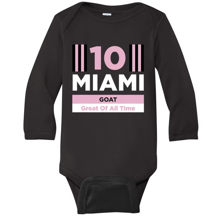 Miami 10 GOAT M10 Fan Soccer Fan Baby Long Sleeve Bodysuit