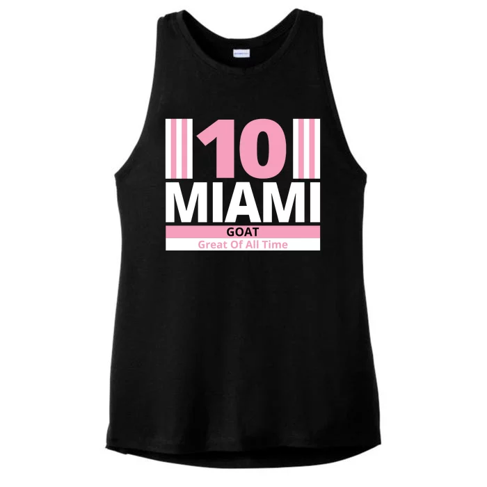 Miami 10 Goat Great Of All Time Ladies Tri-Blend Wicking Tank