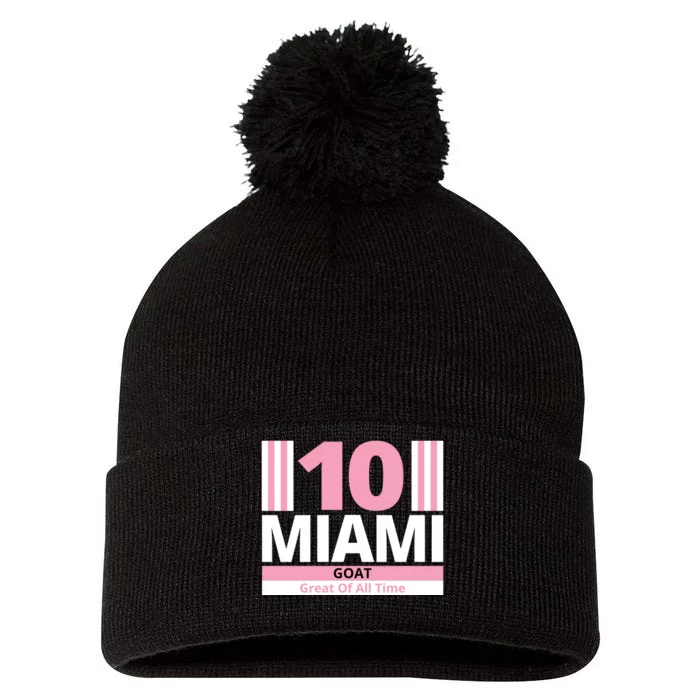 Miami 10 Goat Great Of All Time Pom Pom 12in Knit Beanie