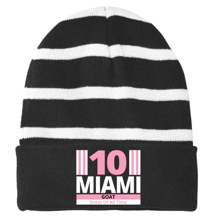 Miami 10 Goat Great Of All Time Striped Beanie with Solid Band