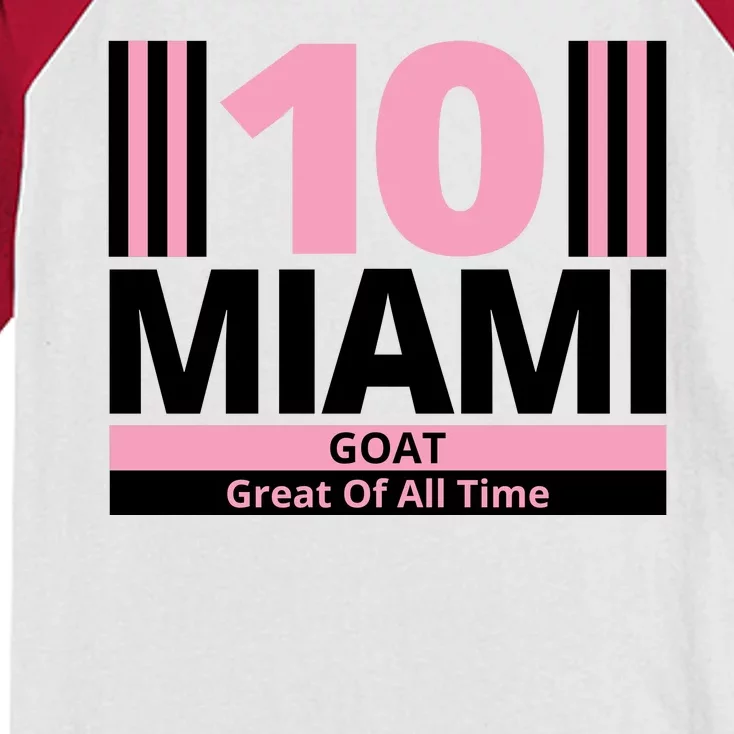 Miami 10 Goat Great Of All Time Kids Colorblock Raglan Jersey