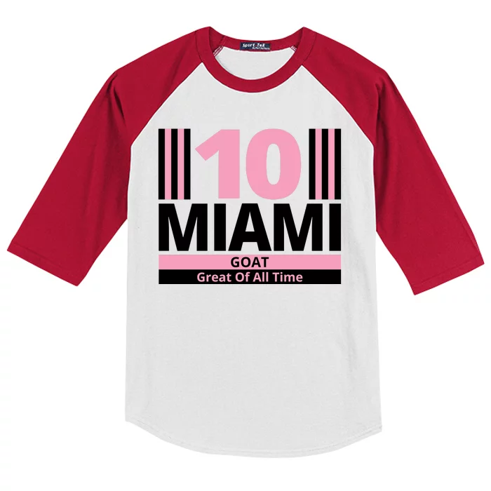 Miami 10 Goat Great Of All Time Kids Colorblock Raglan Jersey