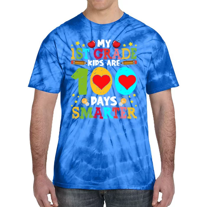 My 1st Grade Are 100 Days Smarter Happy 100th Day Gift Tie-Dye T-Shirt