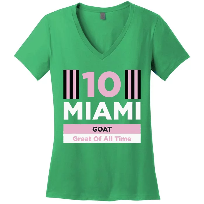 Miami 10 GOAT Women's V-Neck T-Shirt