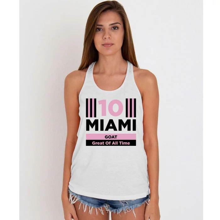 Miami 10 GOAT Great Of All Time Women's Knotted Racerback Tank