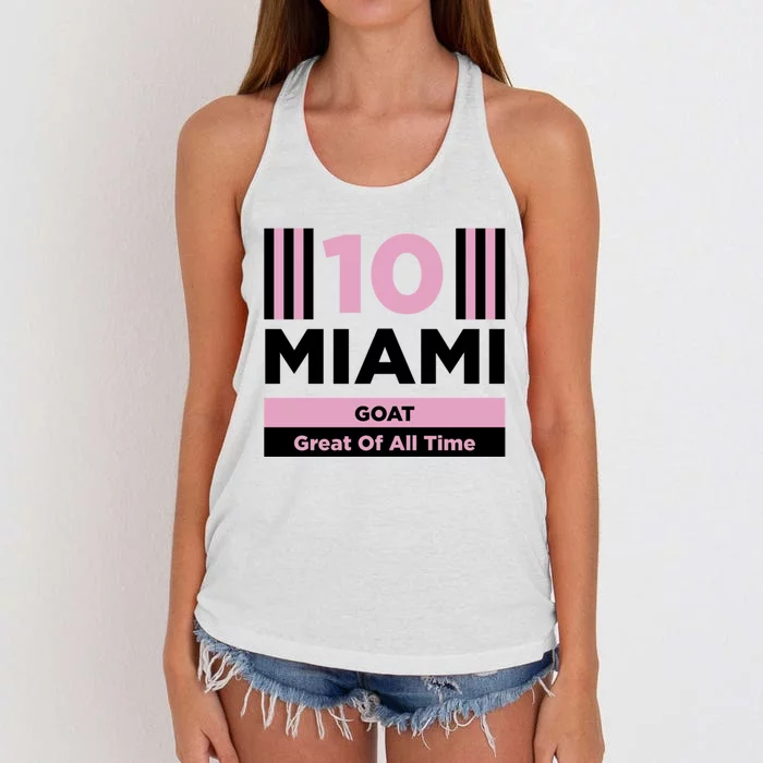 Miami 10 GOAT Great Of All Time Women's Knotted Racerback Tank