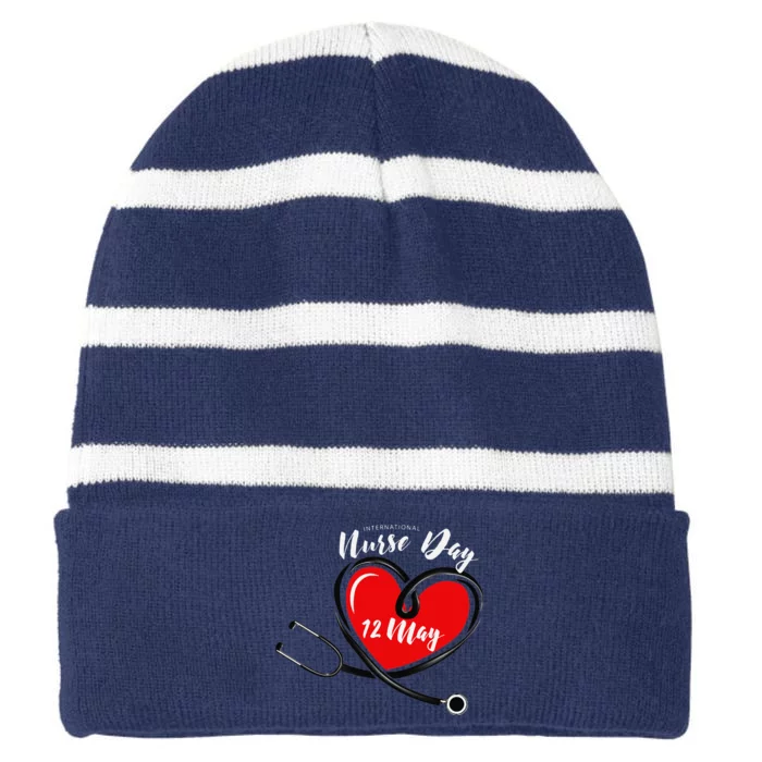 May 12th, International Nurses Day Striped Beanie with Solid Band