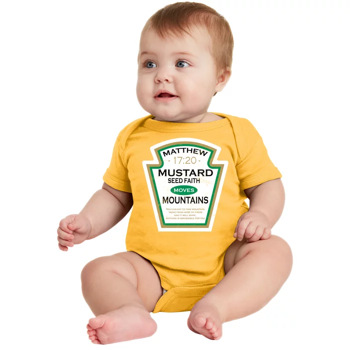 Matthew 17:20 Mustard Label Baby Bodysuit