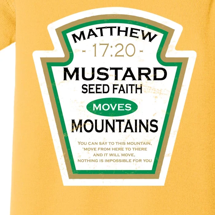 Matthew 17:20 Mustard Label Baby Bodysuit