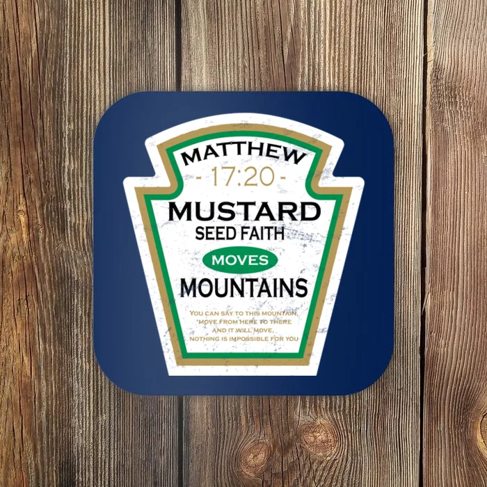 Matthew 17:20 Mustard Label Coaster