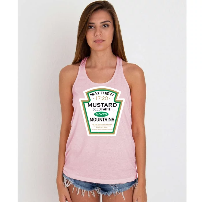 Matthew 17:20 Mustard Label Women's Knotted Racerback Tank