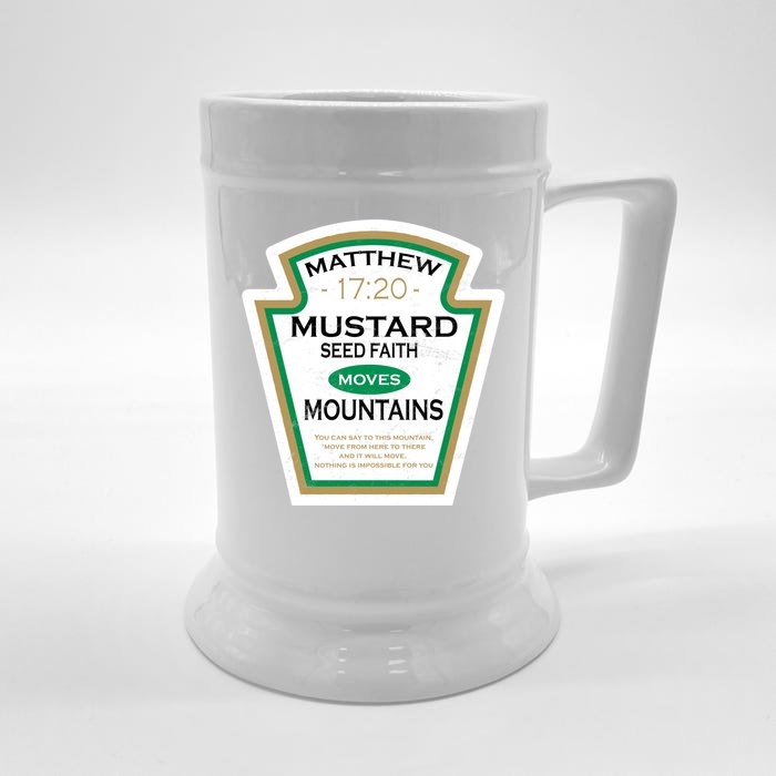 Matthew 17:20 Mustard Label Front & Back Beer Stein