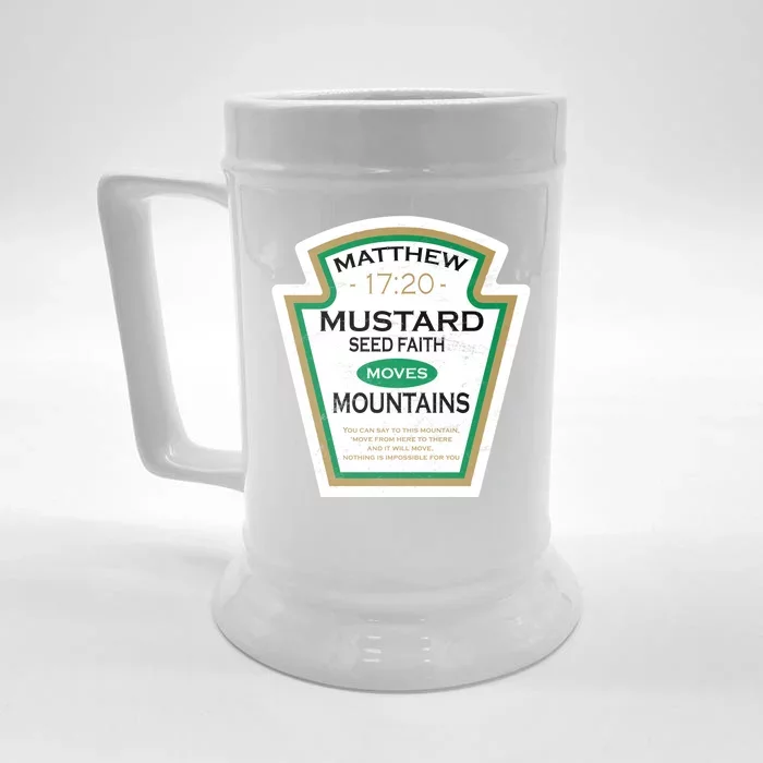 Matthew 17:20 Mustard Label Front & Back Beer Stein