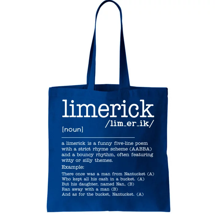 May 12 National Limerick Day Celebration Definition Poems Gift Tote Bag