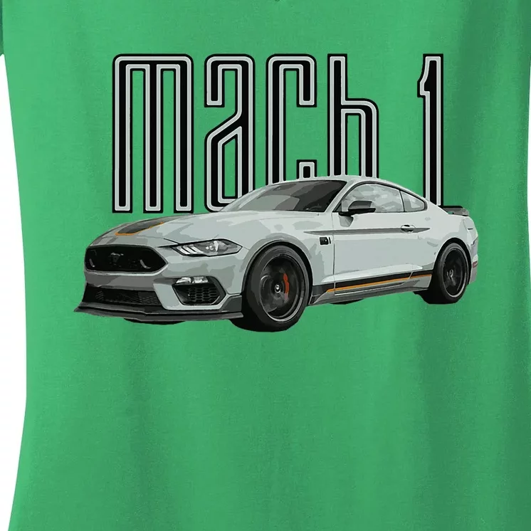 Mach 1 Performance Car 5.0 Liter V8 Muscle Women's V-Neck T-Shirt