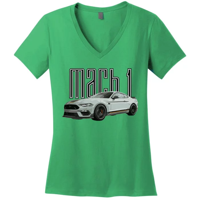 Mach 1 Performance Car 5.0 Liter V8 Muscle Women's V-Neck T-Shirt