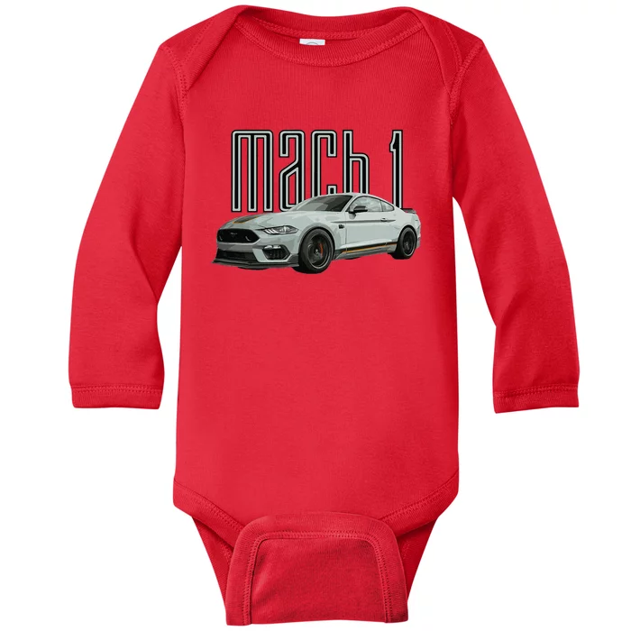 Mach 1 Performance Car 5.0 Liter V8 Muscle Baby Long Sleeve Bodysuit