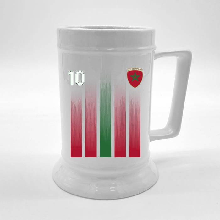 Morocco 10 Soccer Jersey Morocco Football Fan Soccer Front & Back Beer Stein