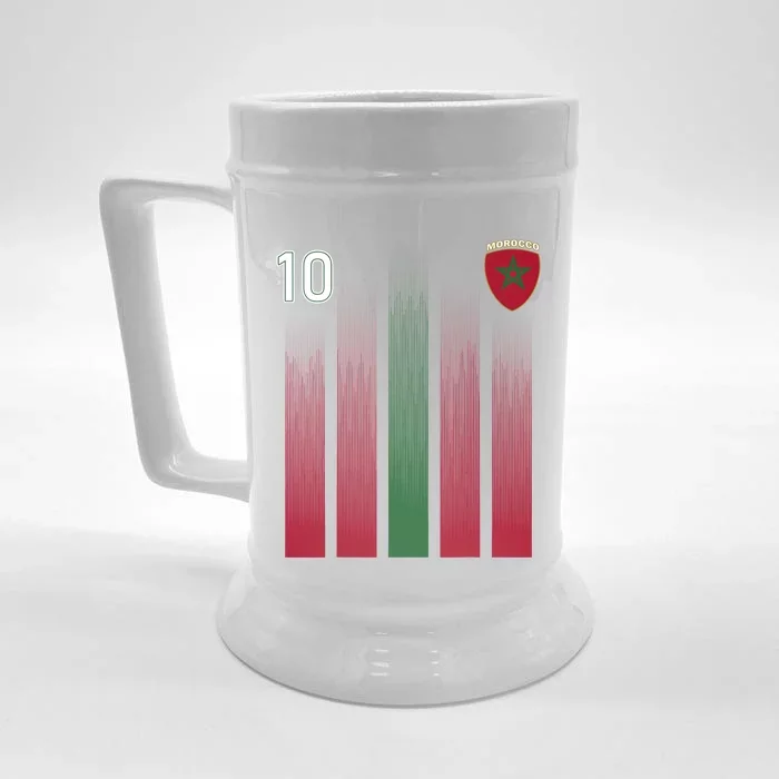 Morocco 10 Soccer Jersey Morocco Football Fan Soccer Front & Back Beer Stein