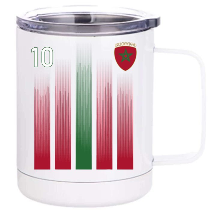 Morocco 10 Soccer Jersey Morocco Football Fan Soccer Front & Back 12oz Stainless Steel Tumbler Cup