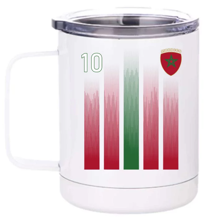 Morocco 10 Soccer Jersey Morocco Football Fan Soccer Front & Back 12oz Stainless Steel Tumbler Cup