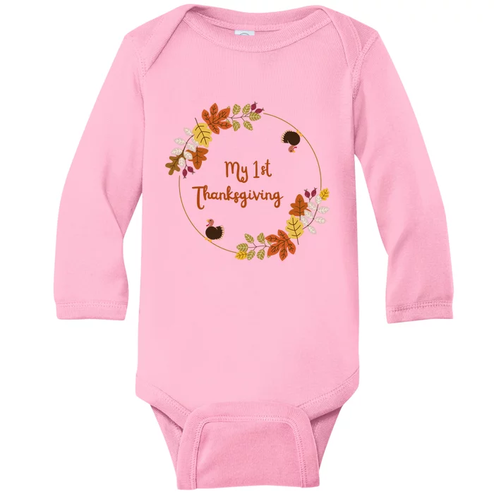 My 1st Thanksgiving. Thanksgiving Onepiece. Baby Thanksgiving. Turkey Day. Thank Baby Long Sleeve Bodysuit