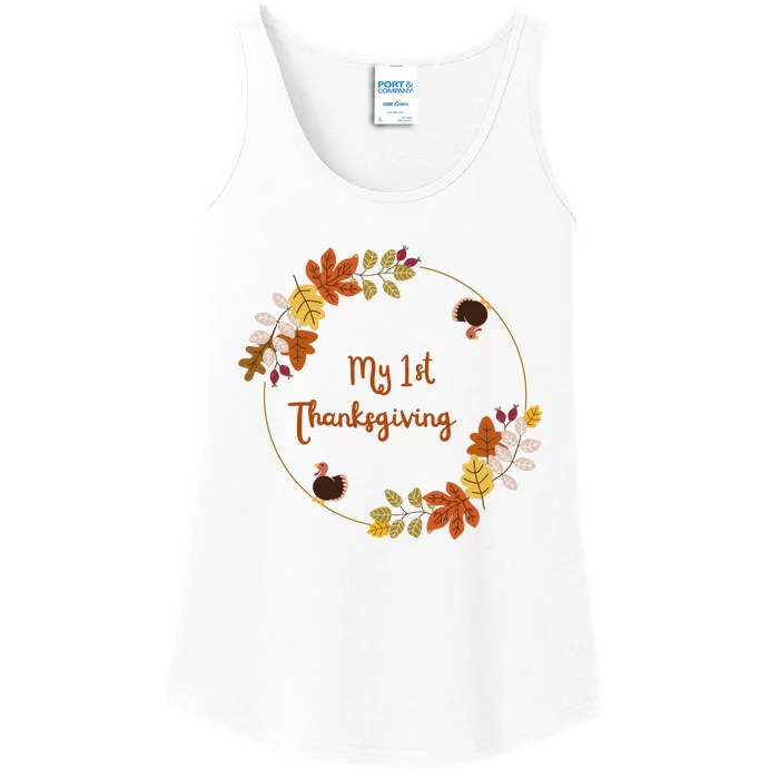 My 1st Thanksgiving. Thanksgiving Onepiece. Baby Thanksgiving. Turkey Day. Thank Ladies Essential Tank