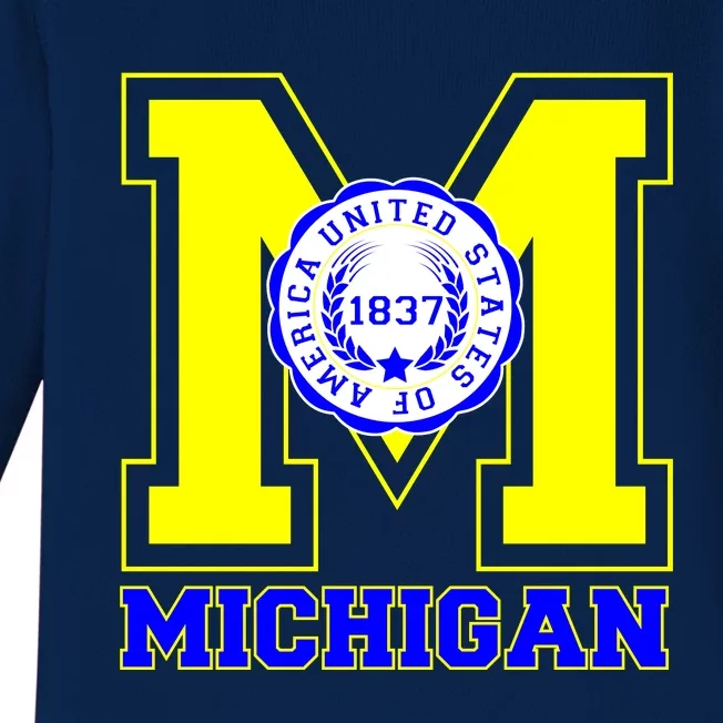 Michigan 1837 Varsity Logo Baby Long Sleeve Bodysuit