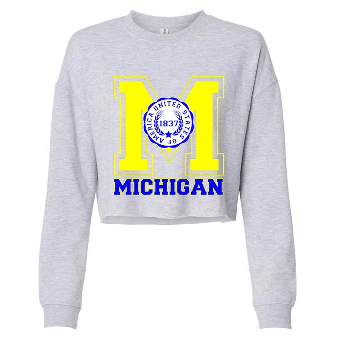 Michigan 1837 Varsity Logo Cropped Pullover Crew