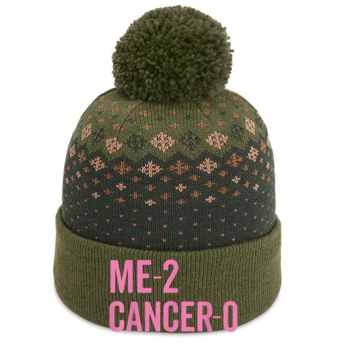 Me 2 Cancer 0 I Beat Breast Cancer Twice Survivor Cute The Baniff Cuffed Pom Beanie