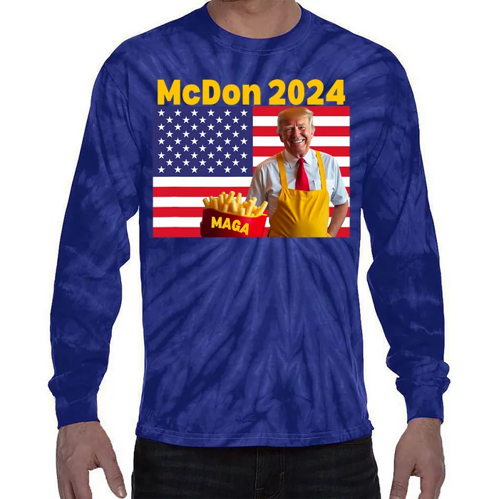 Mcdon 2024 Donald Trump Election Cookie Fries Fast Food Tie-Dye Long Sleeve Shirt