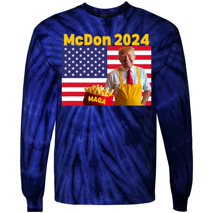 Mcdon 2024 Donald Trump Election Cookie Fries Fast Food Tie-Dye Long Sleeve Shirt