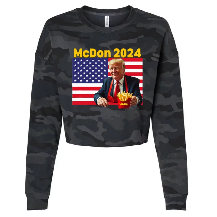 Mcdon 2024 Donald Trump French Fry Cooking Fries Cropped Pullover Crew