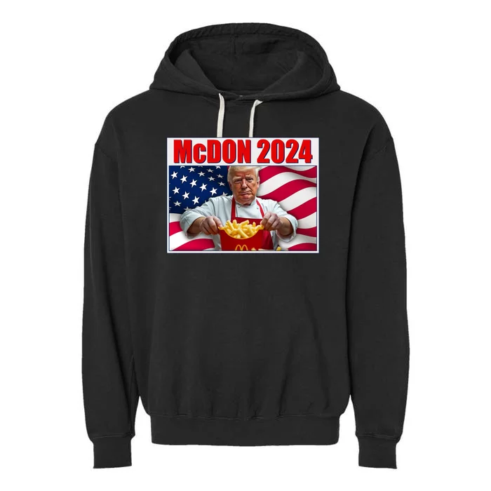 Mcdon 2024 Donald Trump Fast Food Fries Garment-Dyed Fleece Hoodie