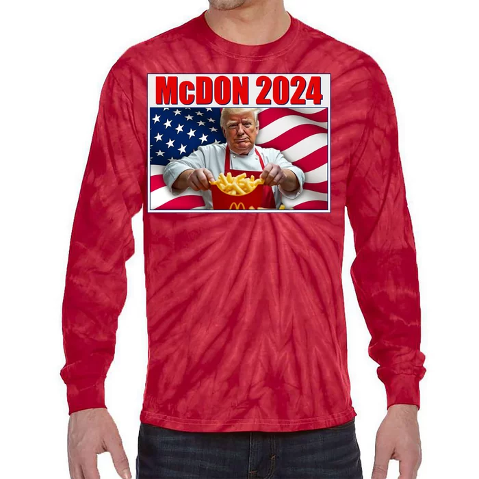 Mcdon 2024 Donald Trump Fast Food Fries Tie-Dye Long Sleeve Shirt