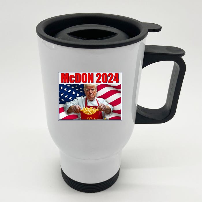 Mcdon 2024 Donald Trump Fast Food Fries Front & Back Stainless Steel Travel Mug