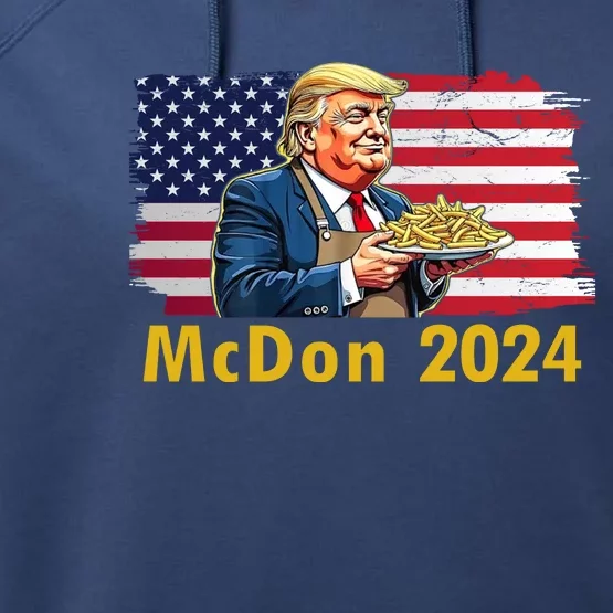 Mcdon 2024 Donald Trump Fast Food French Fries Performance Fleece Hoodie