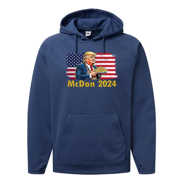 Mcdon 2024 Donald Trump Fast Food French Fries Performance Fleece Hoodie