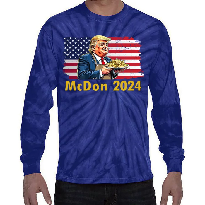 Mcdon 2024 Donald Trump Fast Food French Fries Tie-Dye Long Sleeve Shirt