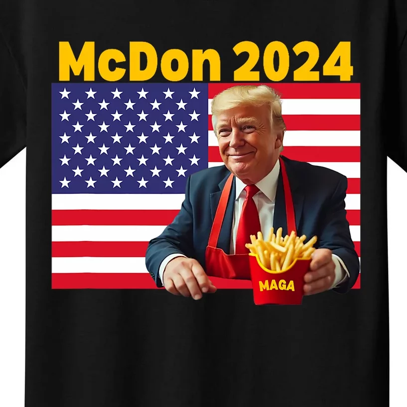 Mcdon 2024 Funny Donald Trump French Fry Cooking Fries Kids T-Shirt