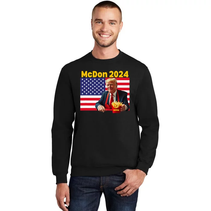 Mcdon 2024 Funny Donald Trump Cooking Fries Sweatshirt