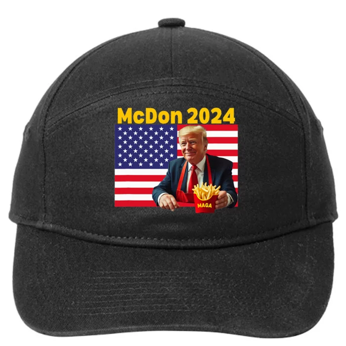 Mcdon 2024 Funny Donald Trump Cooking Fries 7-Panel Snapback Hat