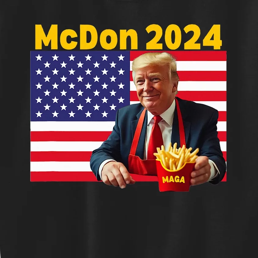 Mcdon 2024 Funny Donald Trump Cooking Fries Kids Sweatshirt