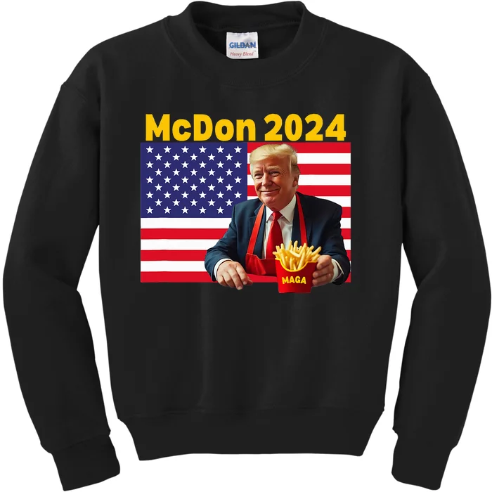 Mcdon 2024 Funny Donald Trump Cooking Fries Kids Sweatshirt